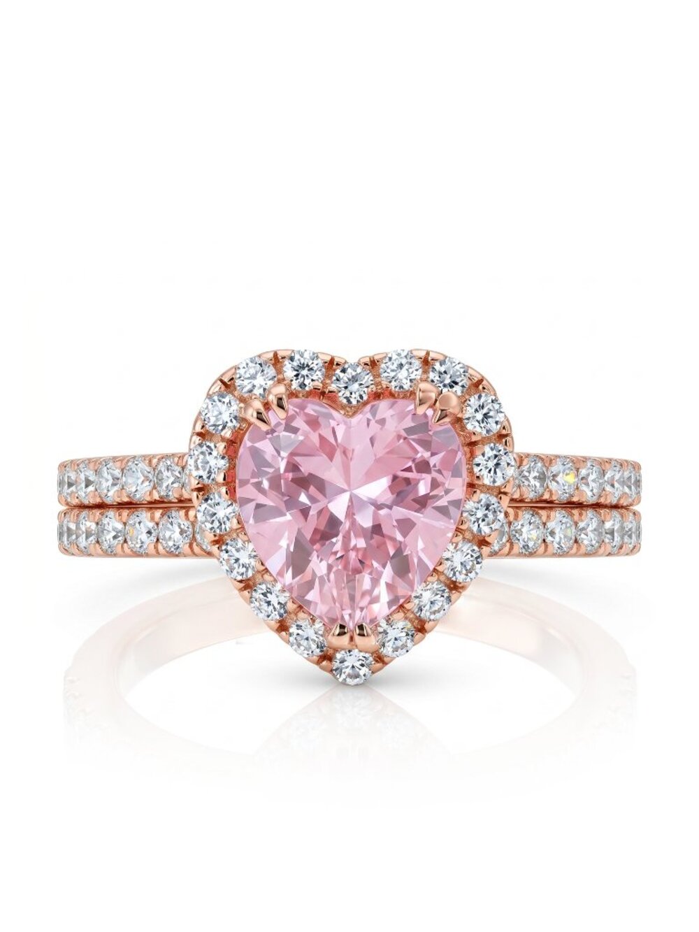 Pink Heart Gemstone Ring, 925 Sterling Silver, 18k rose gold Charmed Aroma